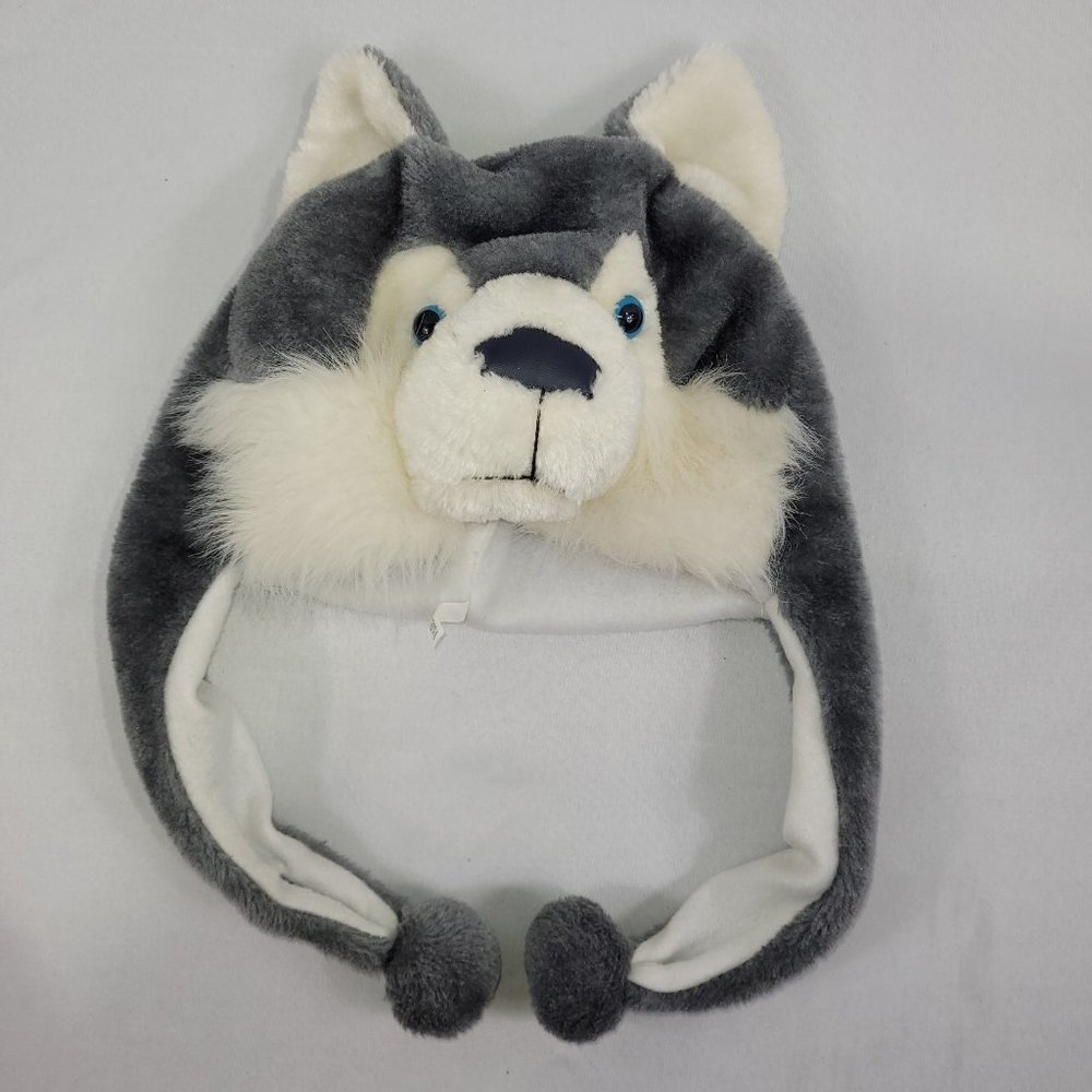 Husky Sled Dog Wolf Hat Youth Kids Plush Head